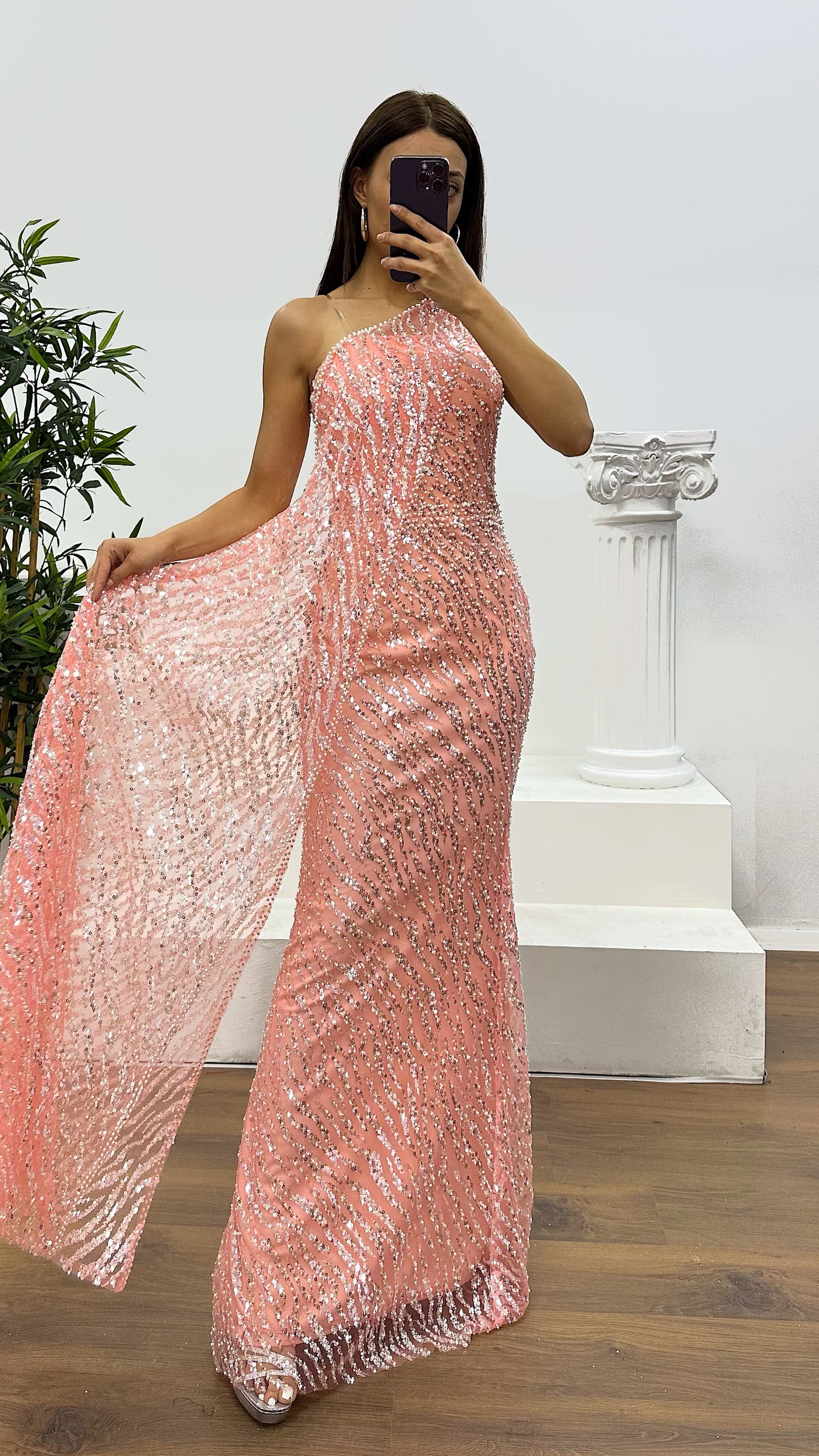 Strapless Cape Evening Dress
