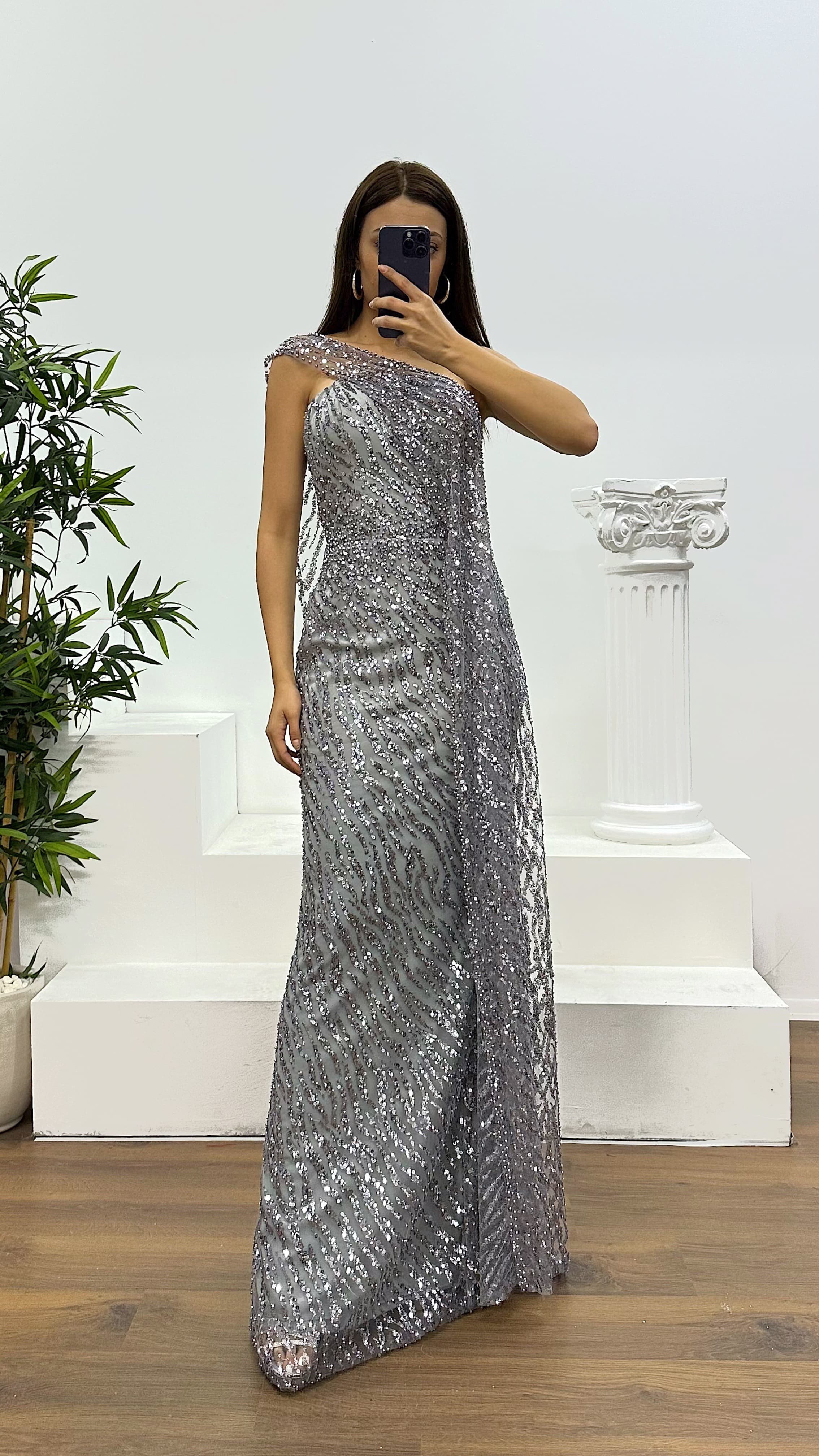Strapless Cape Evening Dress