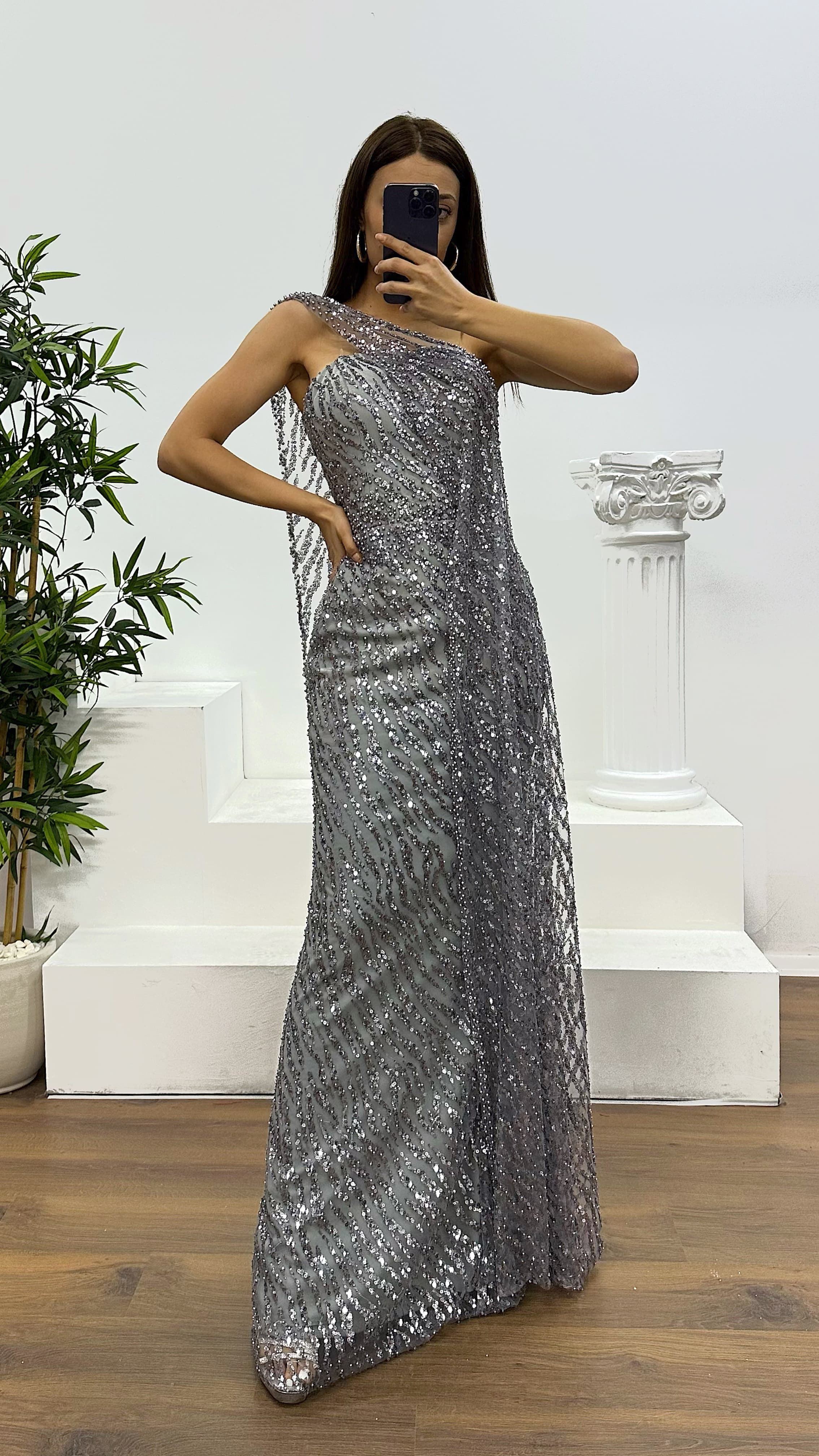 Strapless Cape Evening Dress