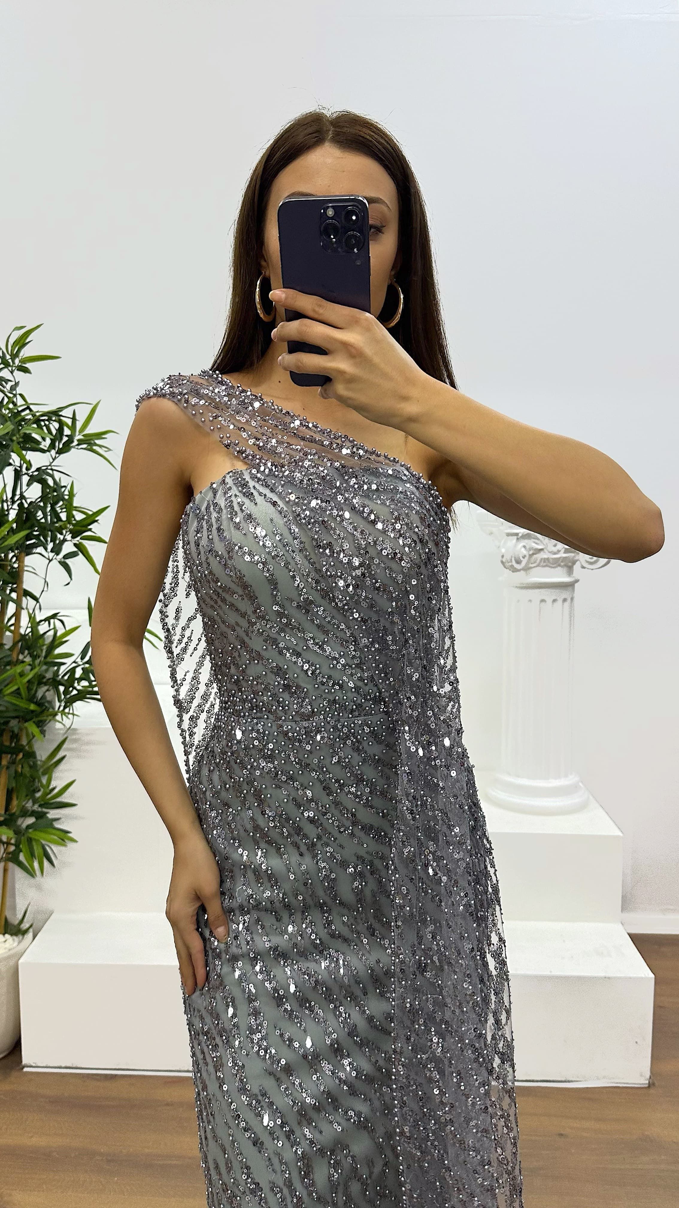 Strapless Cape Evening Dress
