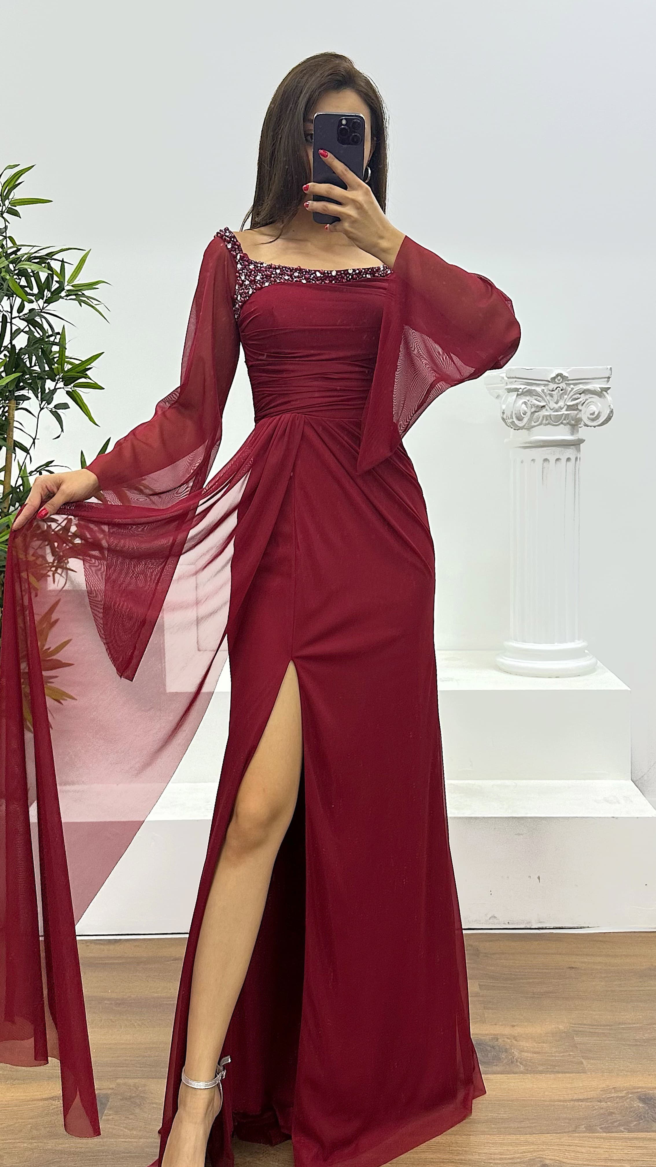 Boat Neck Evening Dress