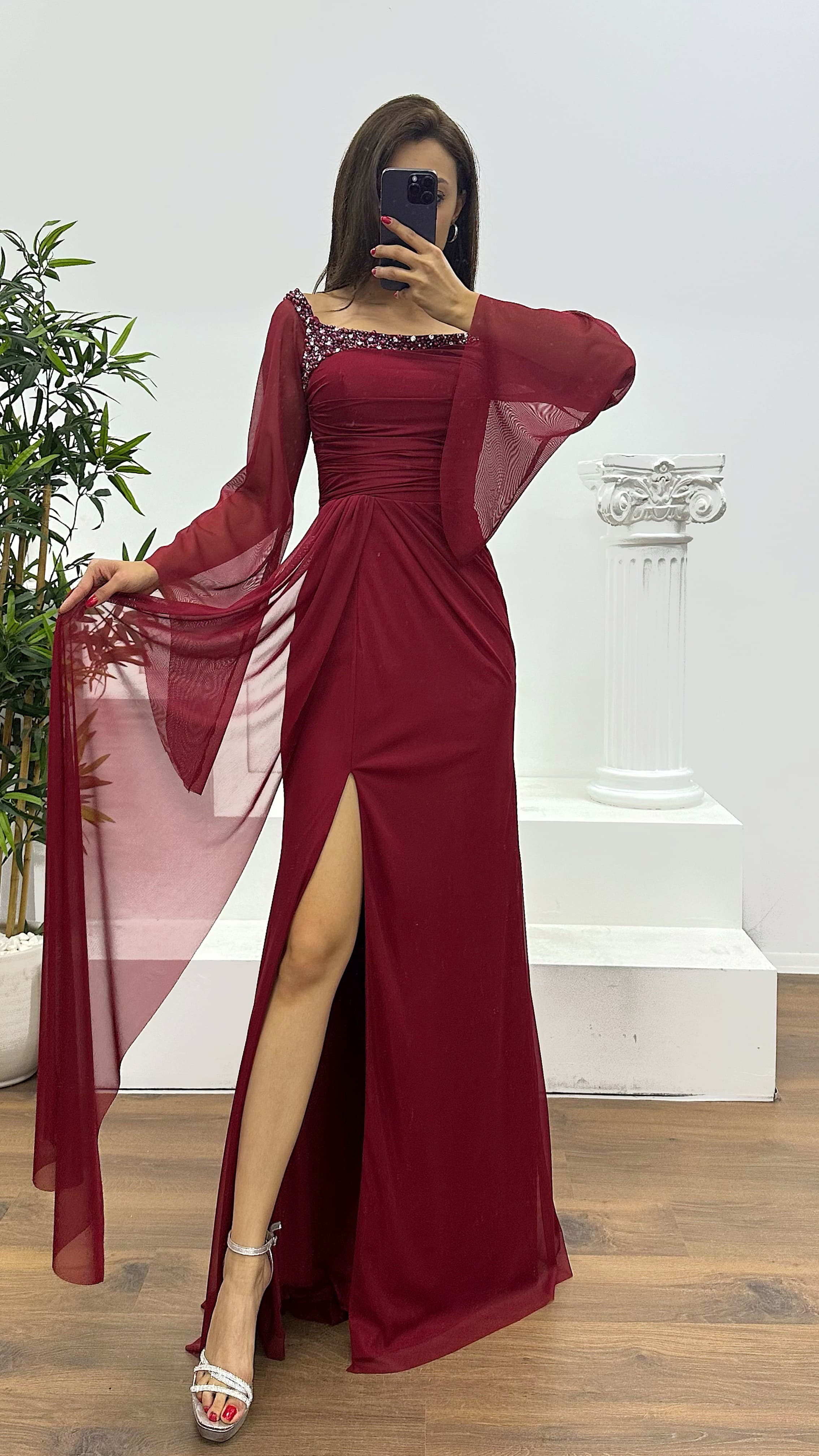 Boat Neck Evening Dress