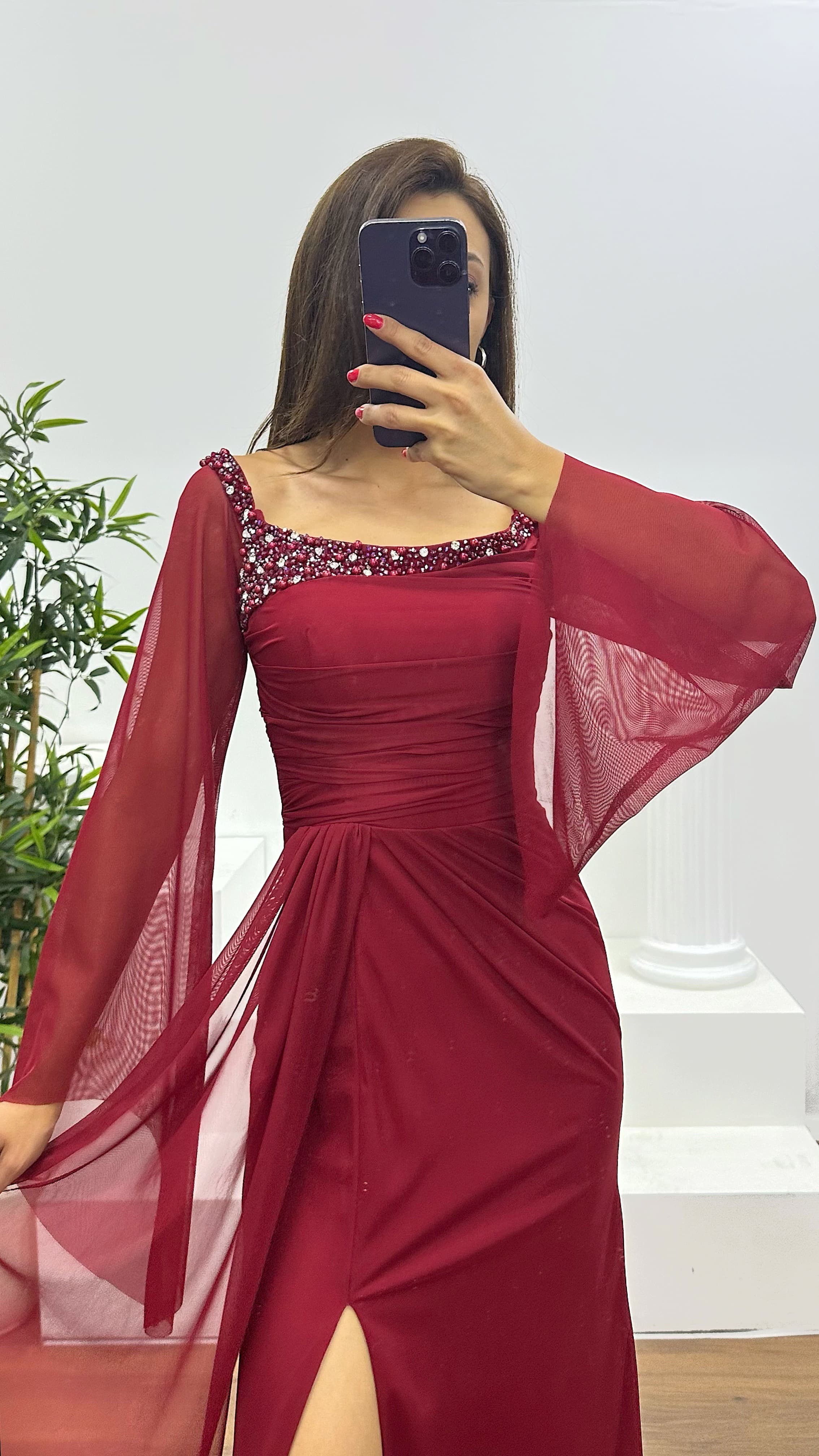 Boat Neck Evening Dress