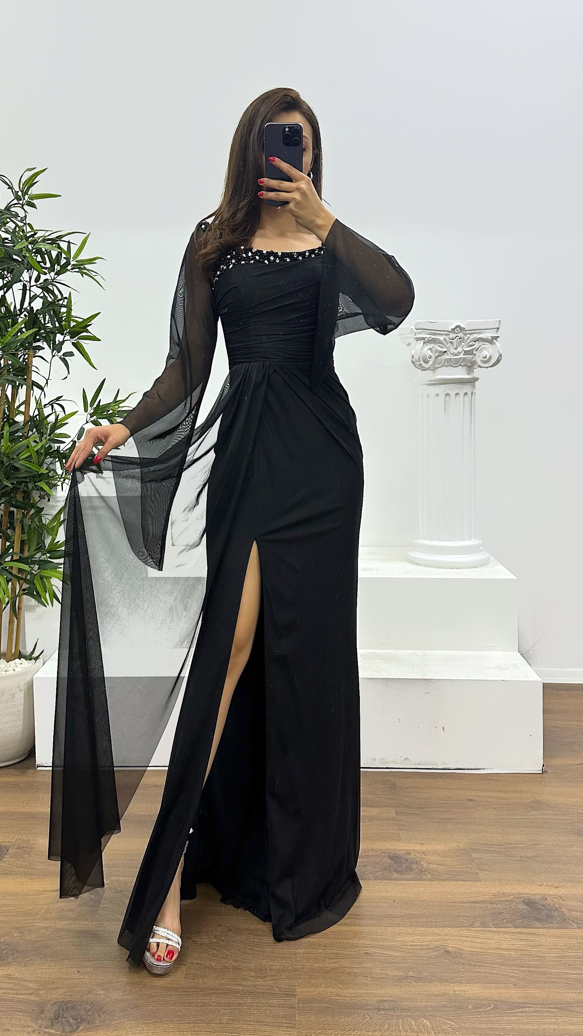 Boat Neck Evening Dress