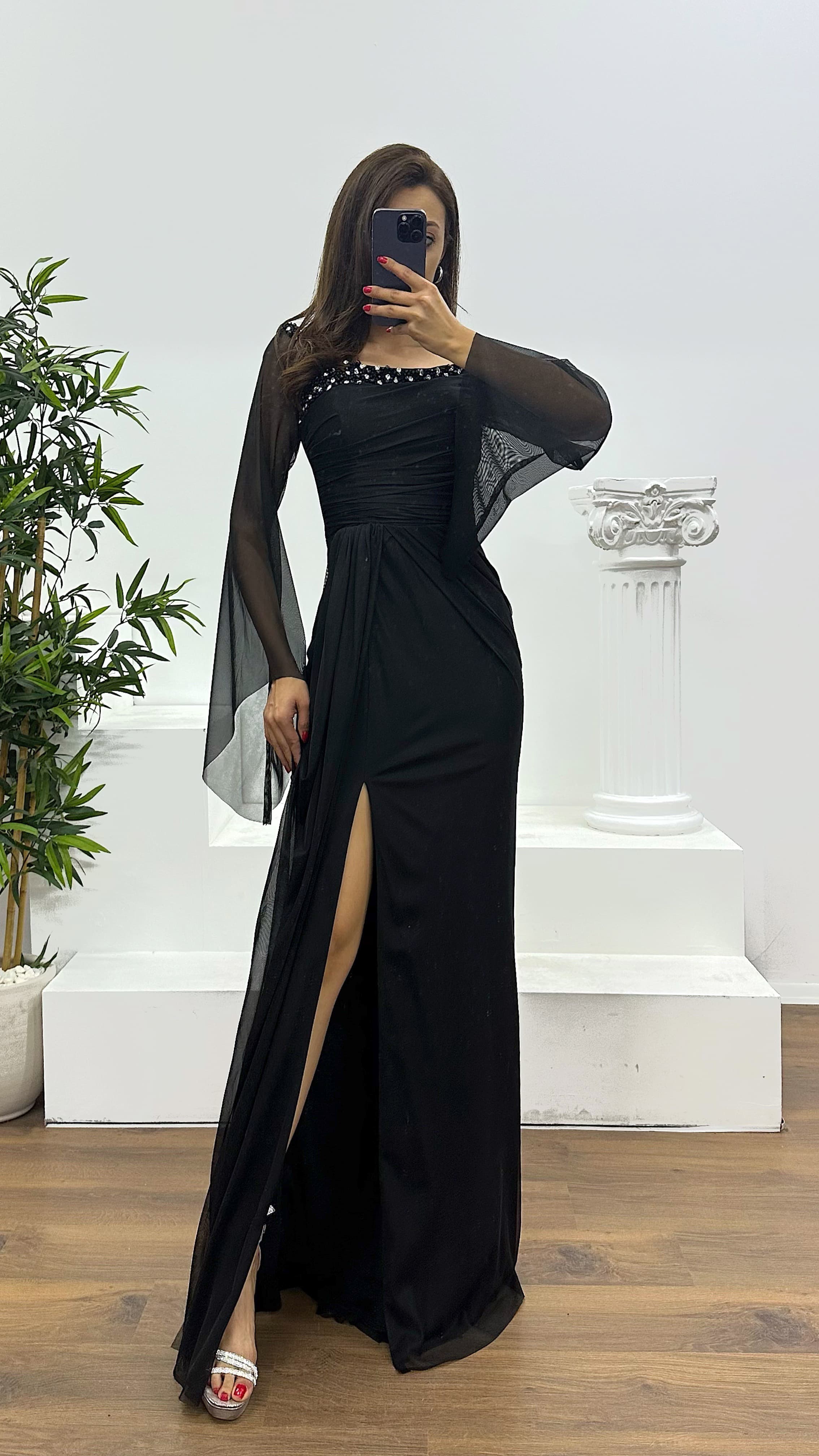 Boat Neck Evening Dress