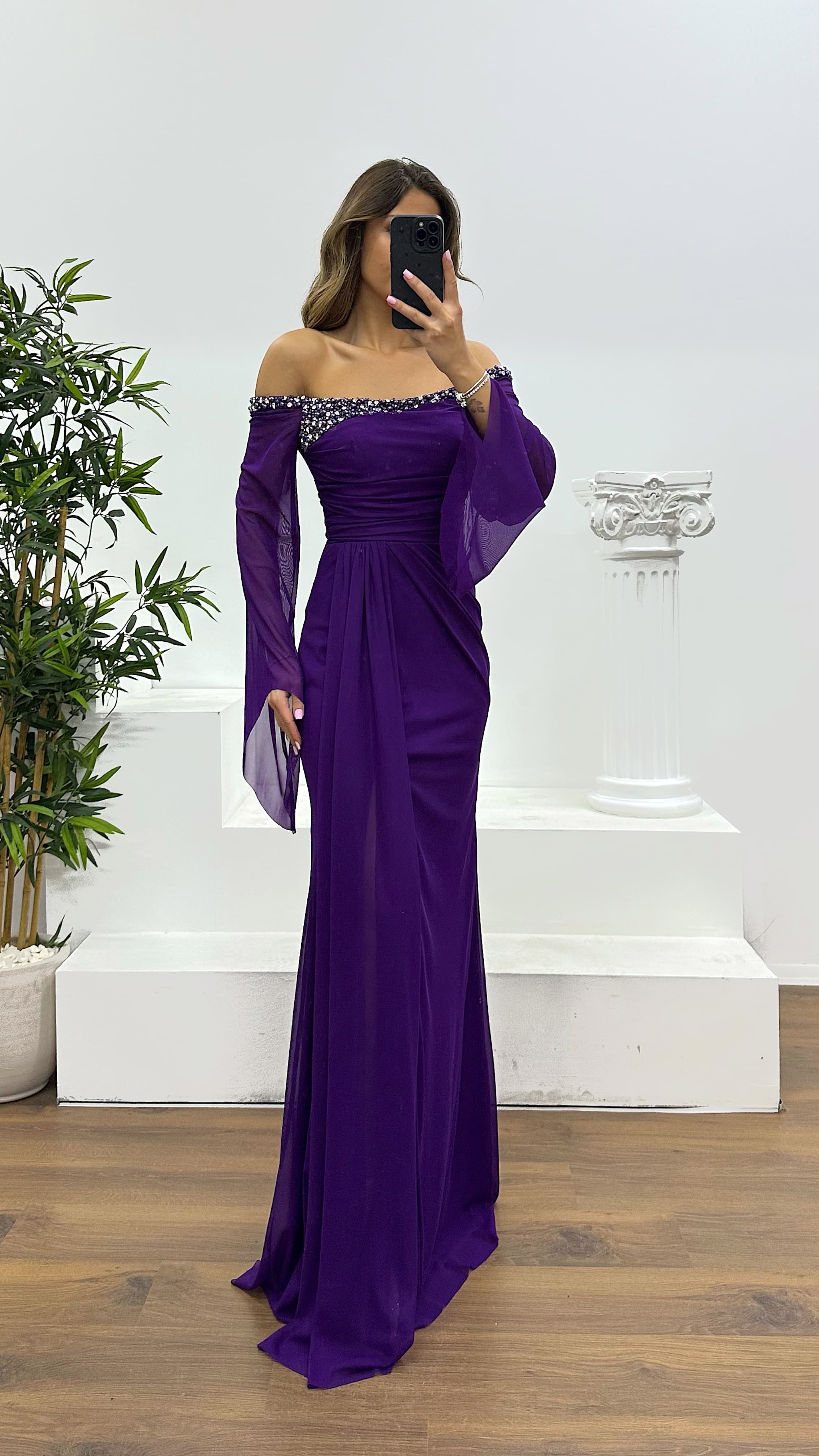 Boat Neck Evening Dress