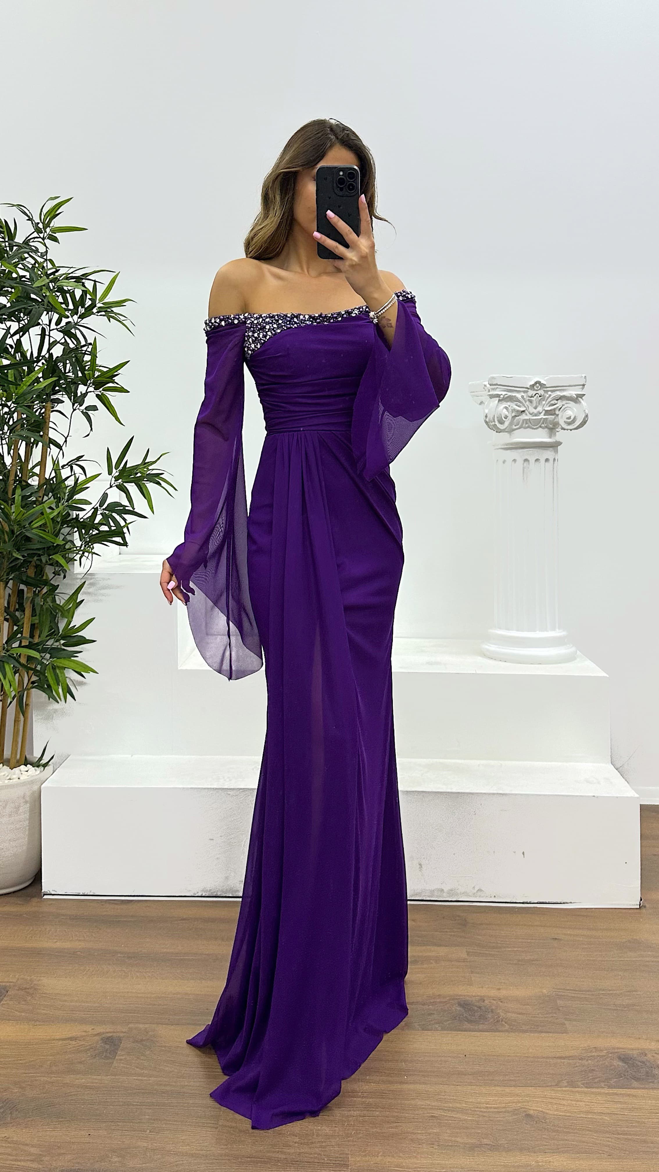 Boat Neck Evening Dress