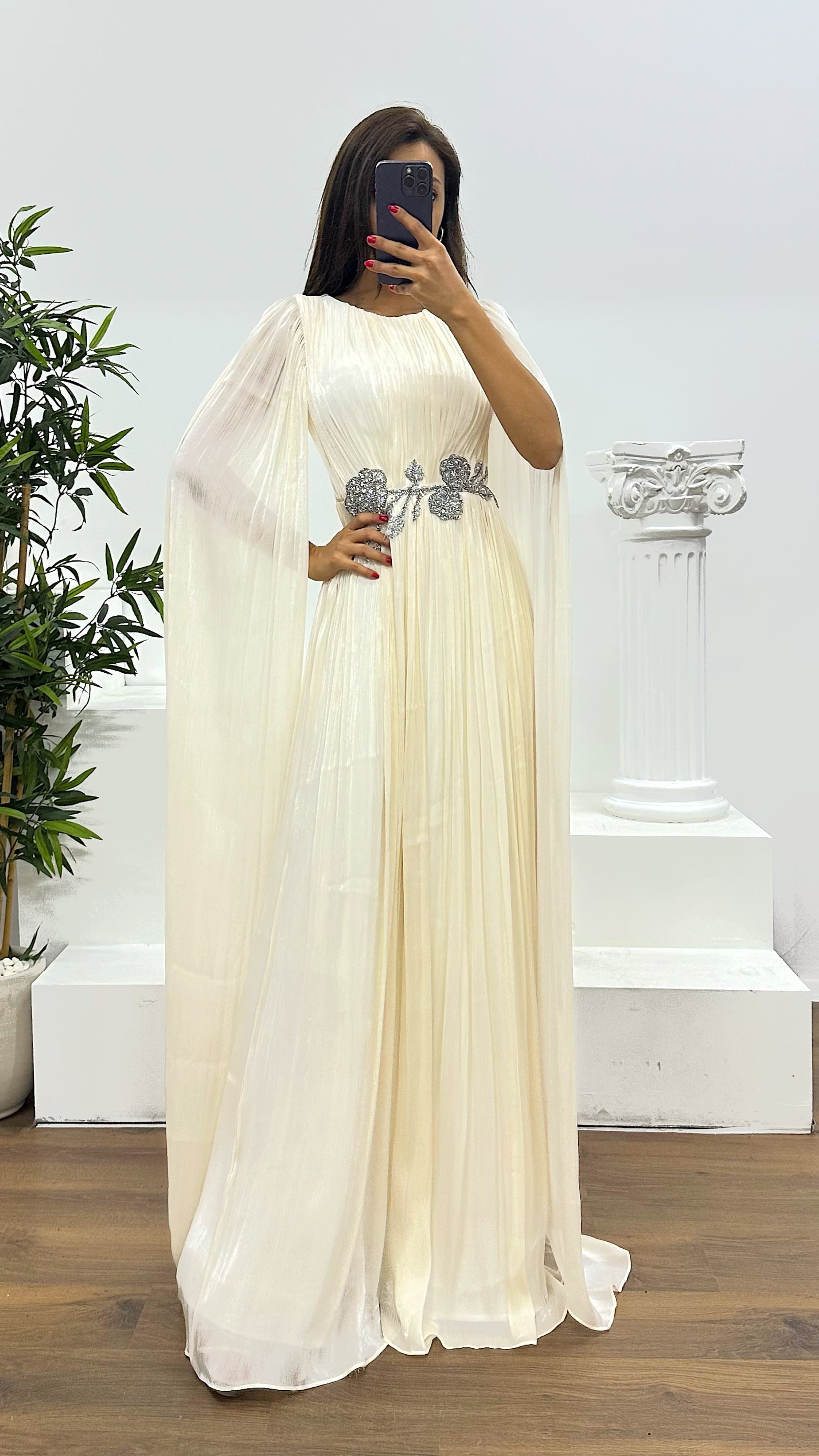 Mint Waist Detail Evening Dress