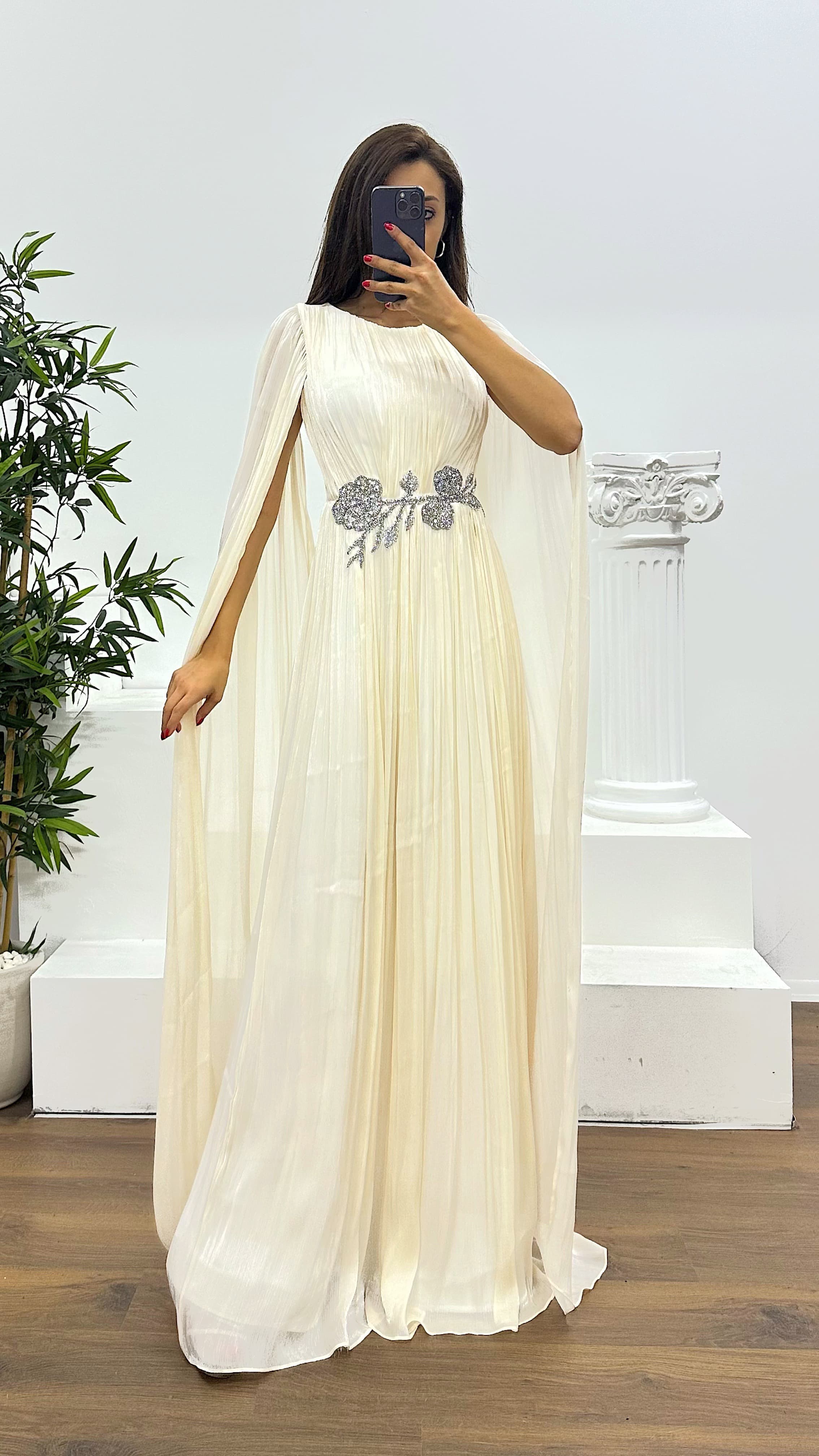 Mint Waist Detail Evening Dress