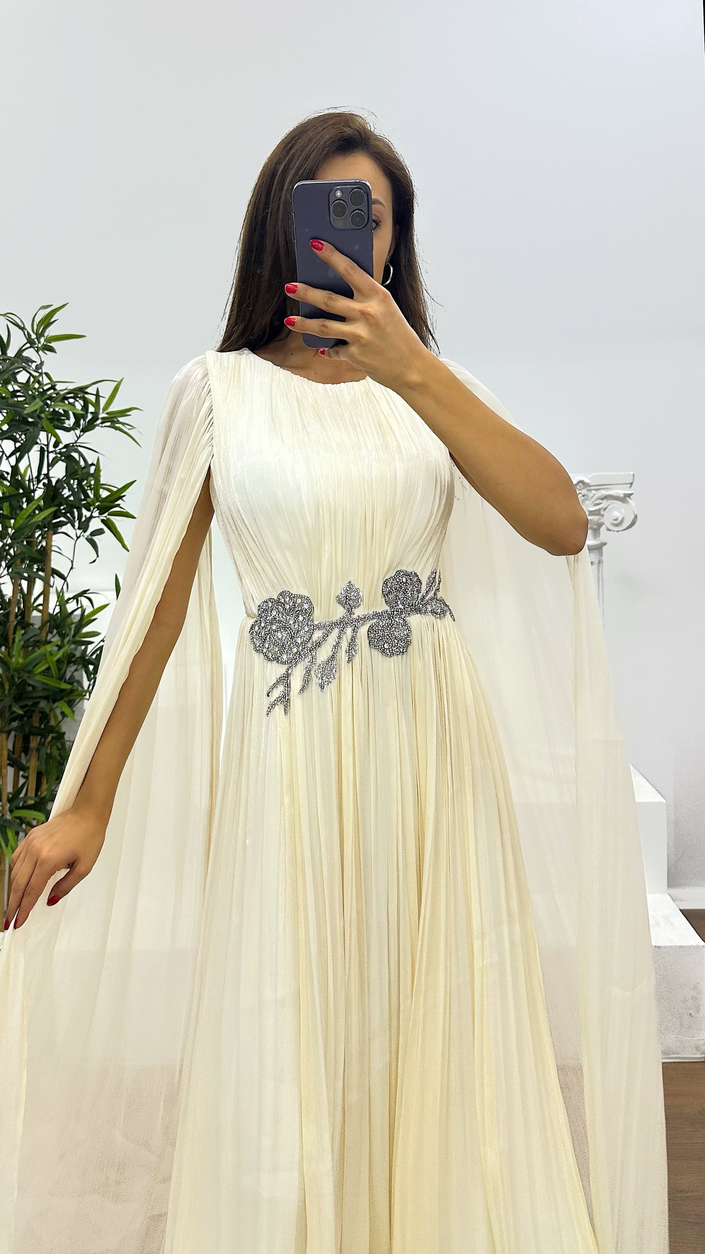 Mint Waist Detail Evening Dress