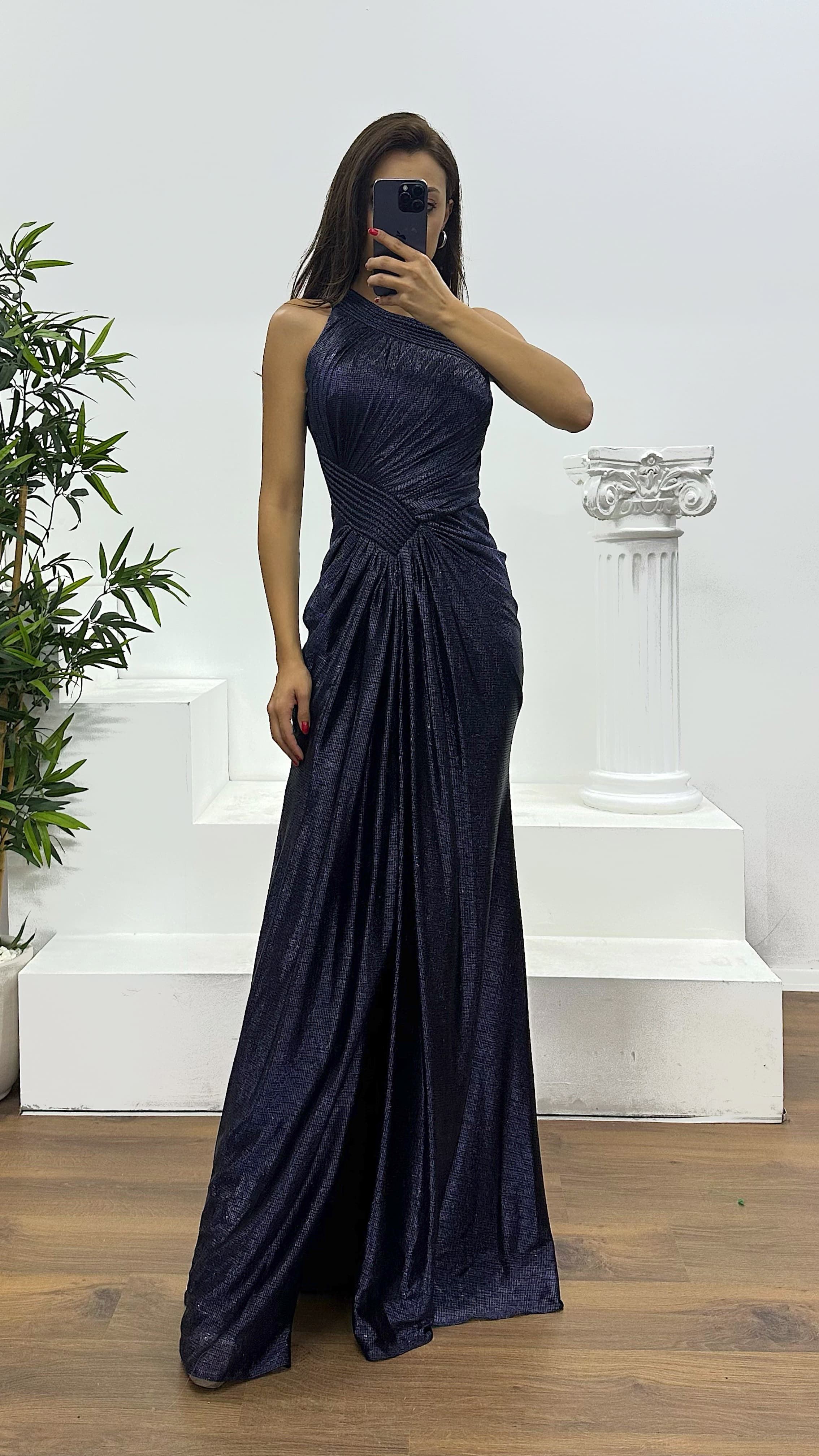 Mink One Shoulder Evening Dress