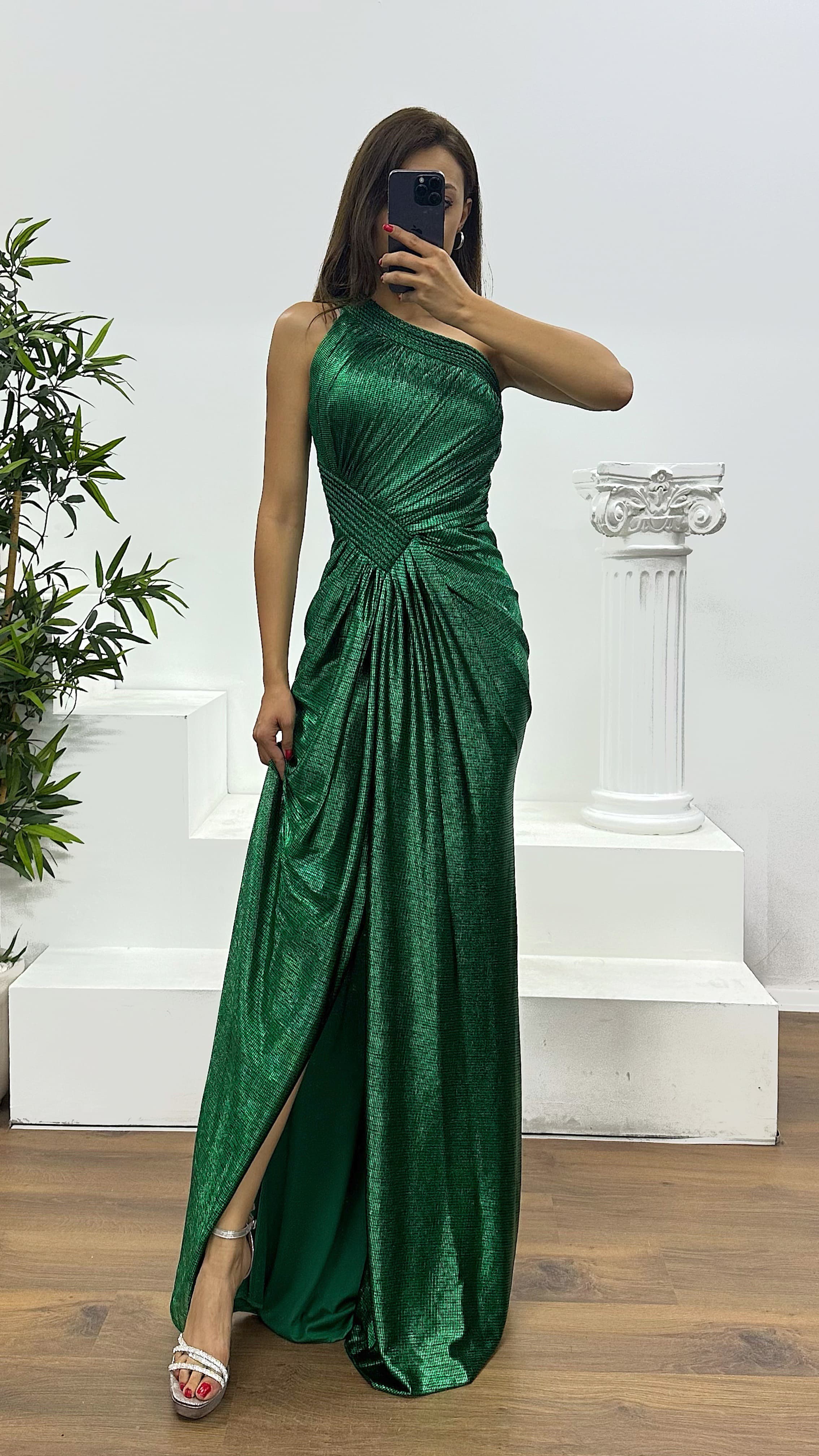 Mink One Shoulder Evening Dress