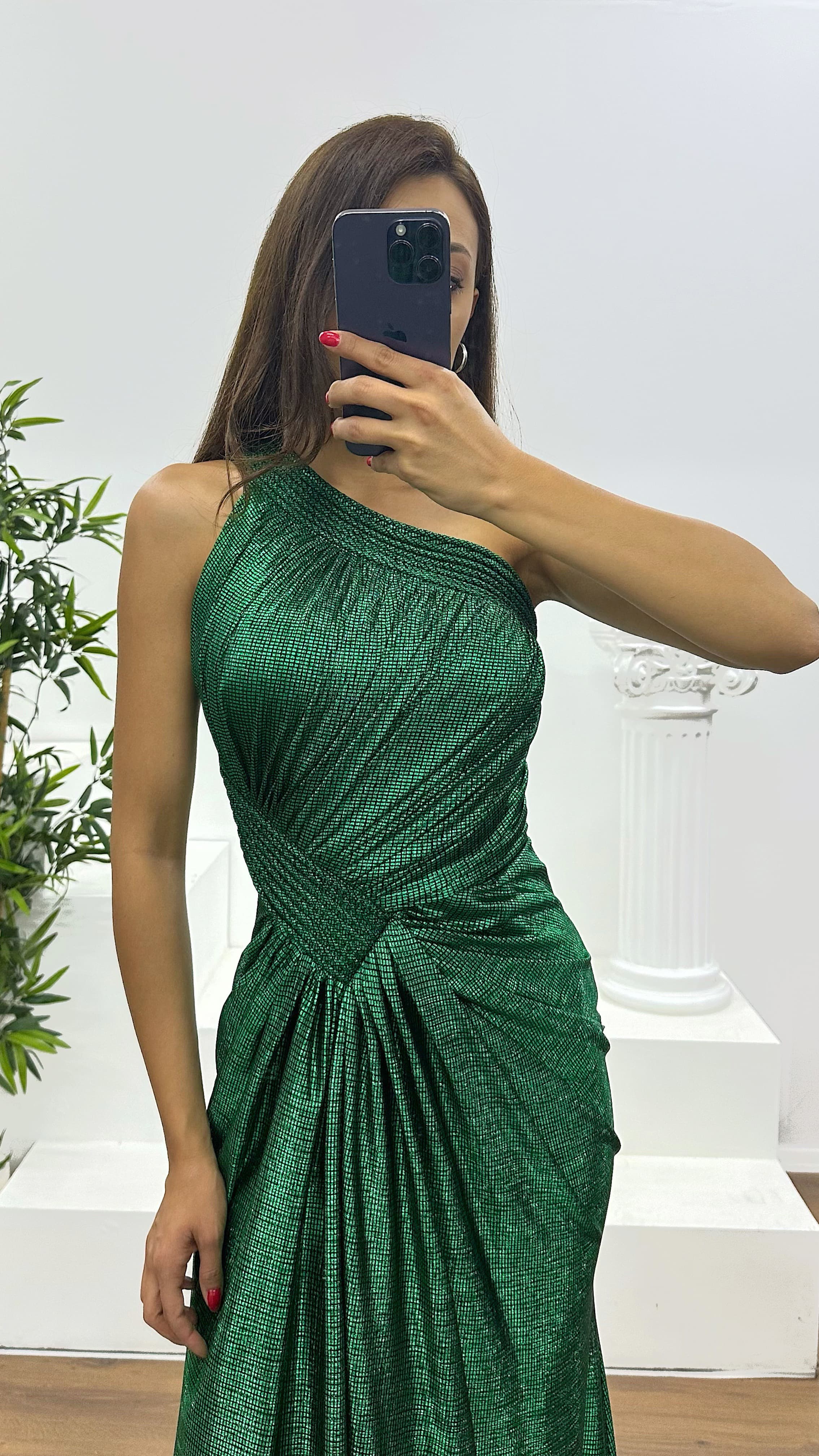 Mink One Shoulder Evening Dress