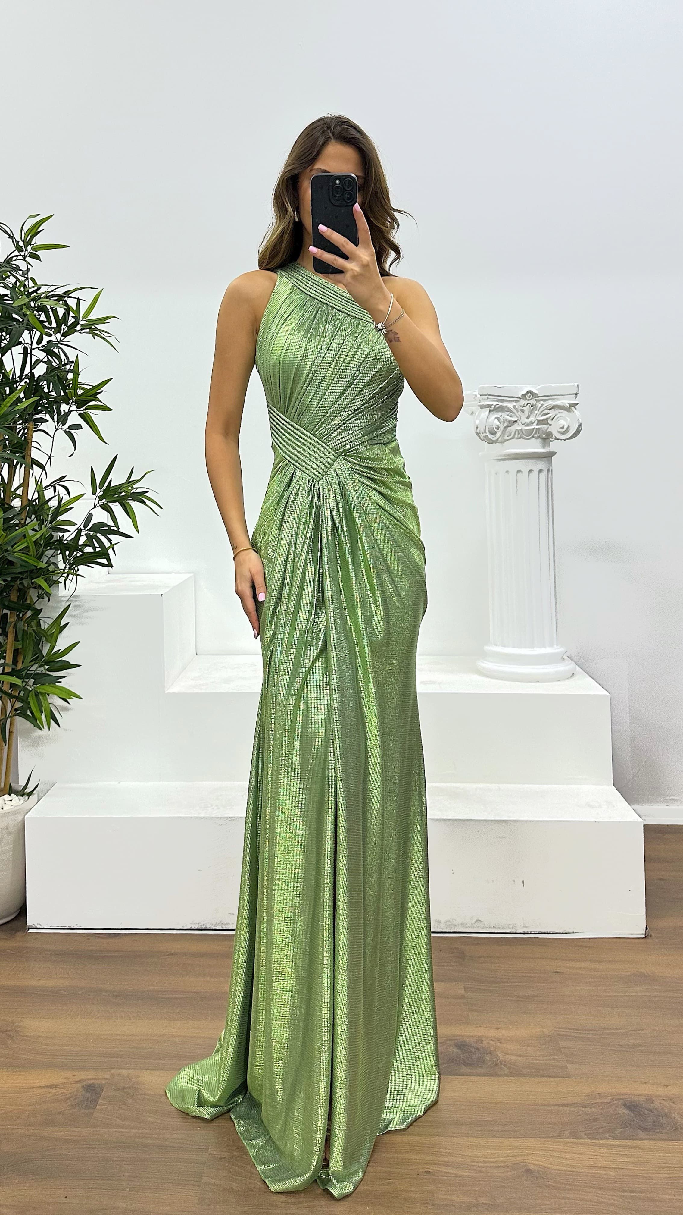 Mink One Shoulder Evening Dress