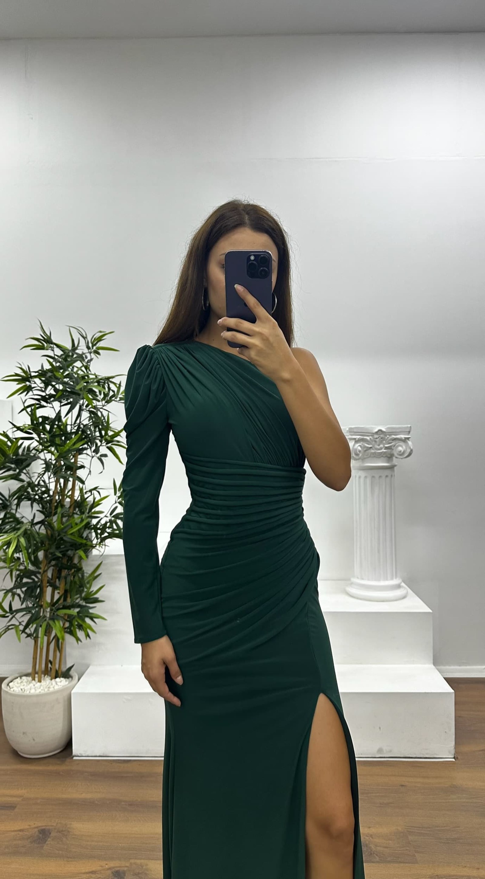 One-Shoulder Draped Evening Dress