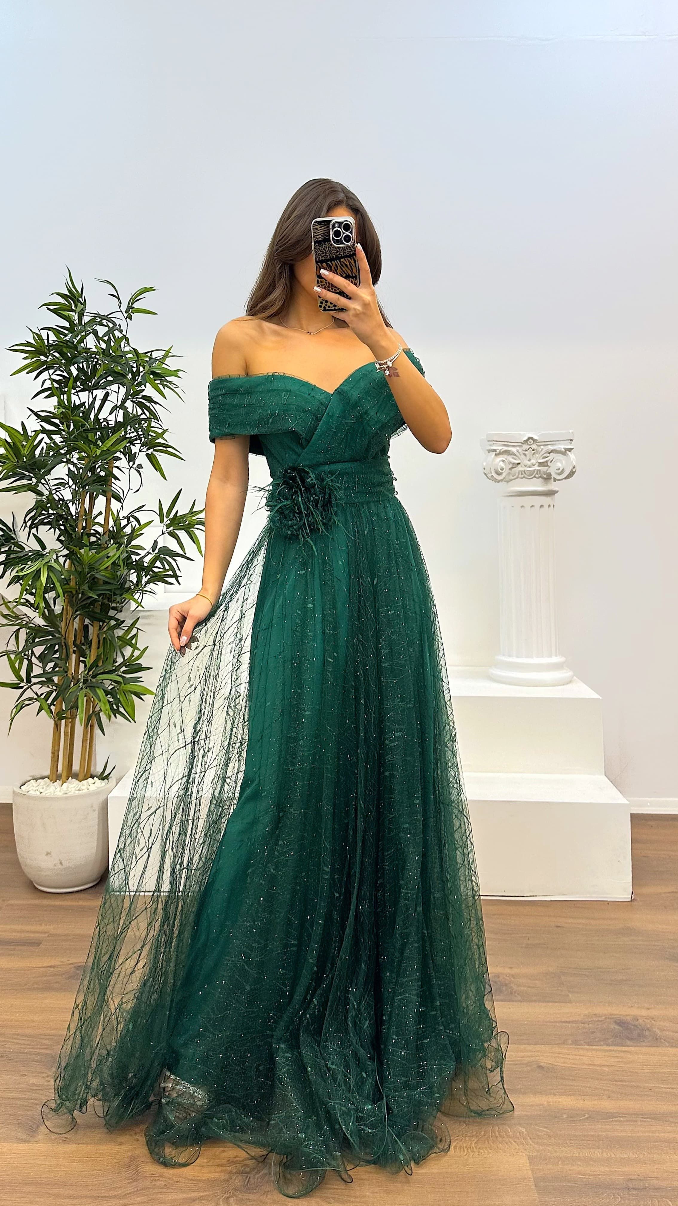Madonna Collar Tulle Evening Dress