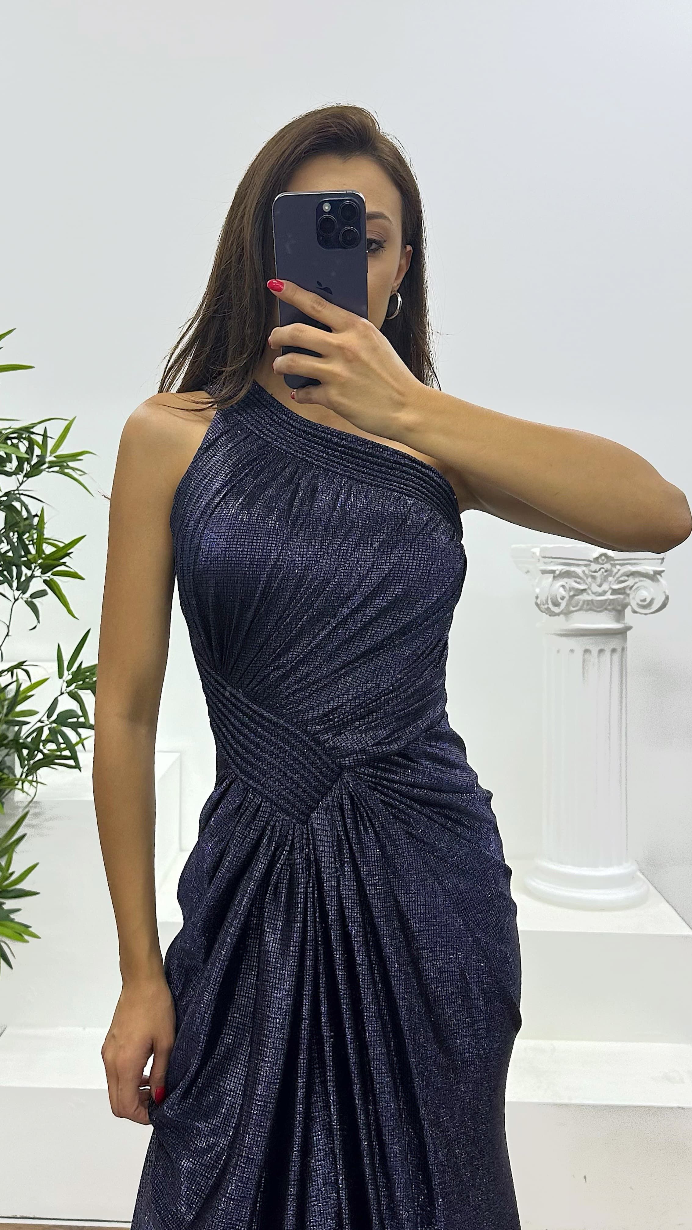 Mink One Shoulder Evening Dress