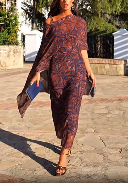 2-Piece Printed Maxi Dress & Shawl Set