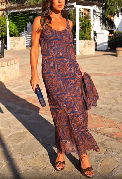 2-Piece Printed Maxi Dress & Shawl Set