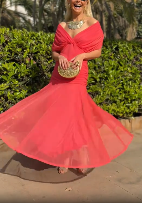 Ethereal Whisper Bright Red Dress