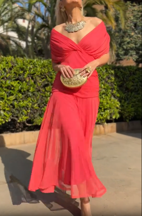 Ethereal Whisper Bright Red Dress