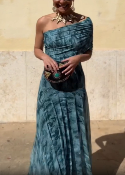 One-Shoulder Ruched Chiffon Mermaid Maxi Dress