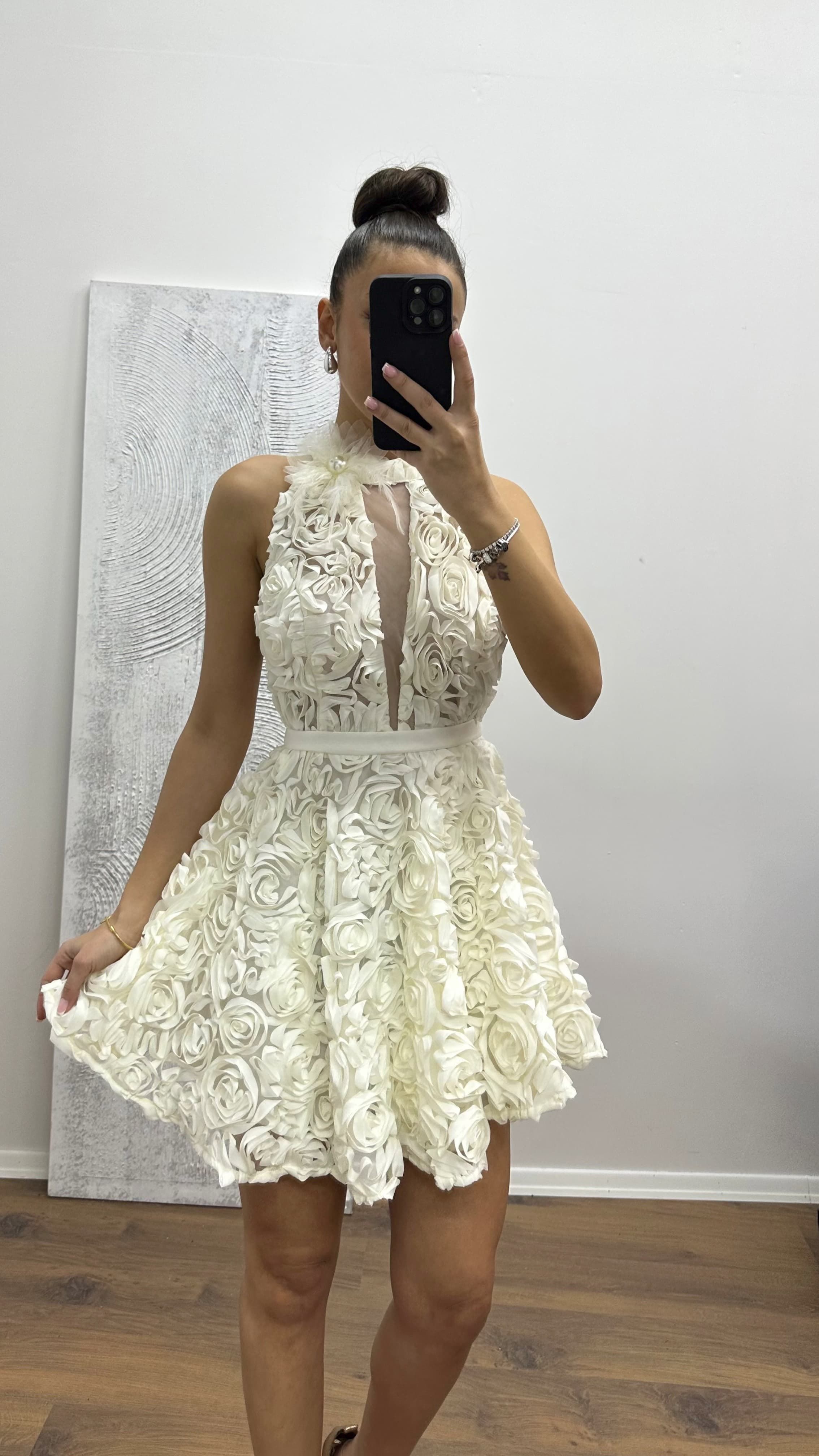 Halter Neck Short Design Evening Dress