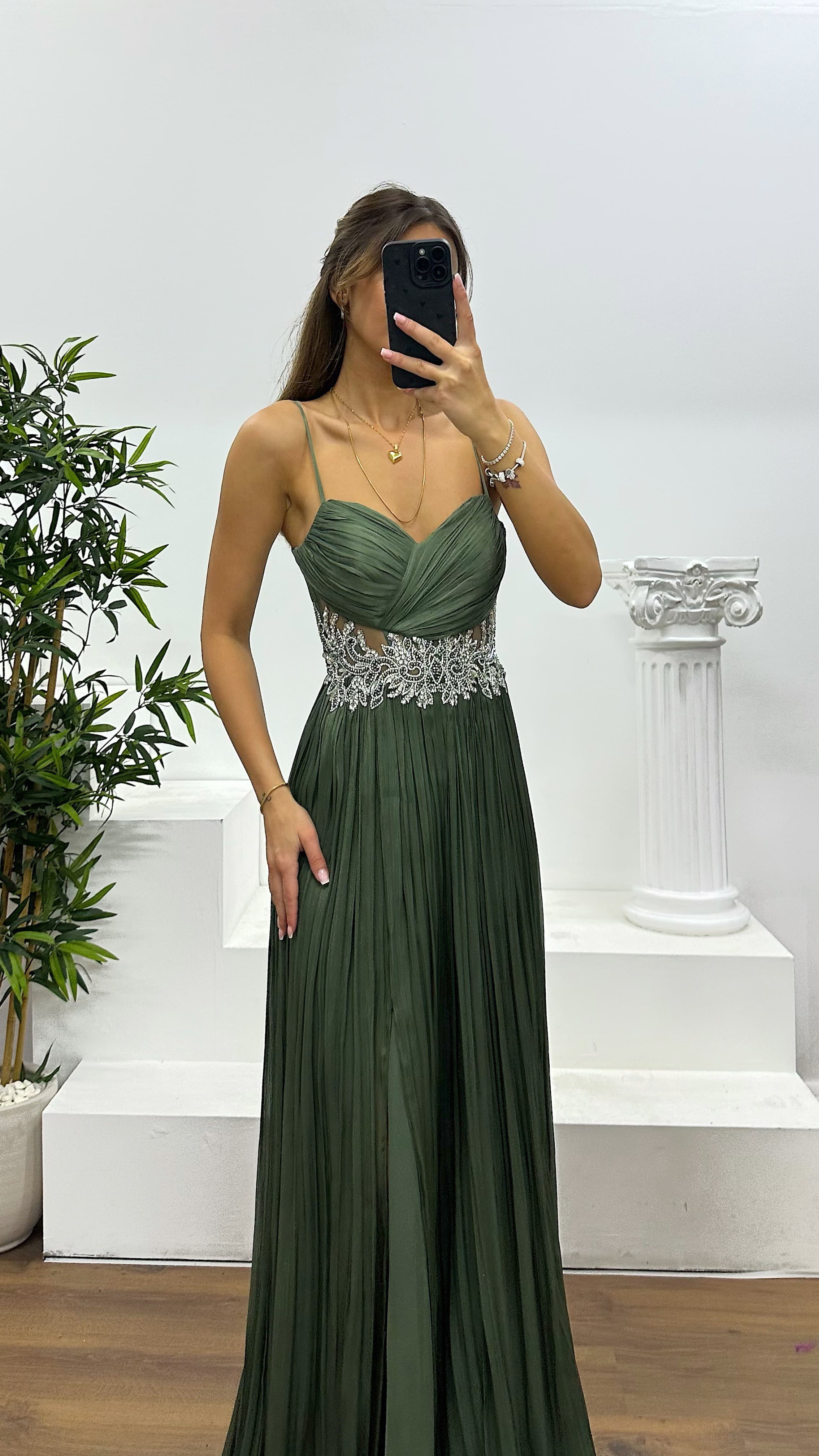 Rope Strap Waist Detail Evening Dress