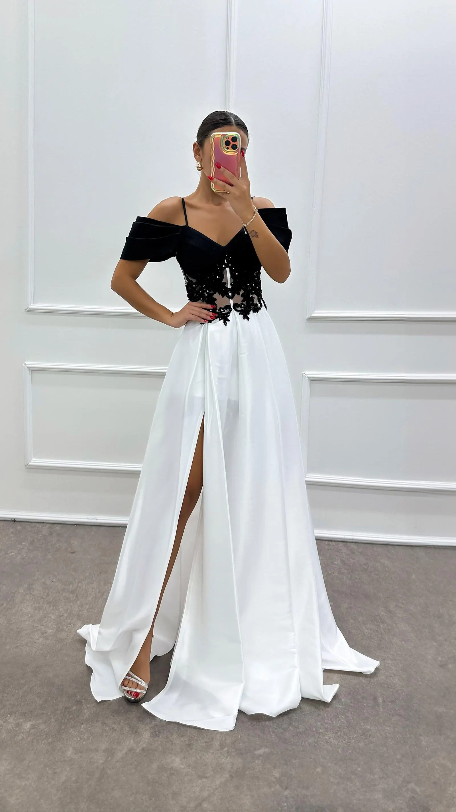 Rope Strap Sheer Waist Detailed Evening Dress