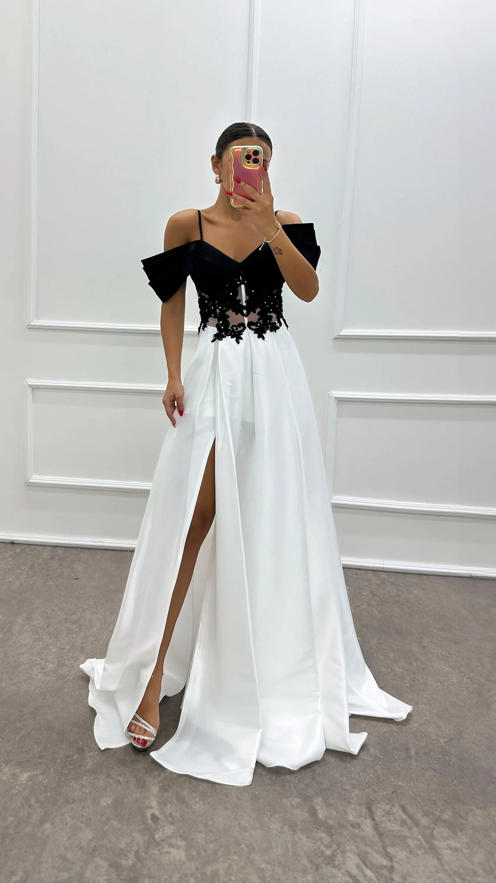 Rope Strap Sheer Waist Detailed Evening Dress