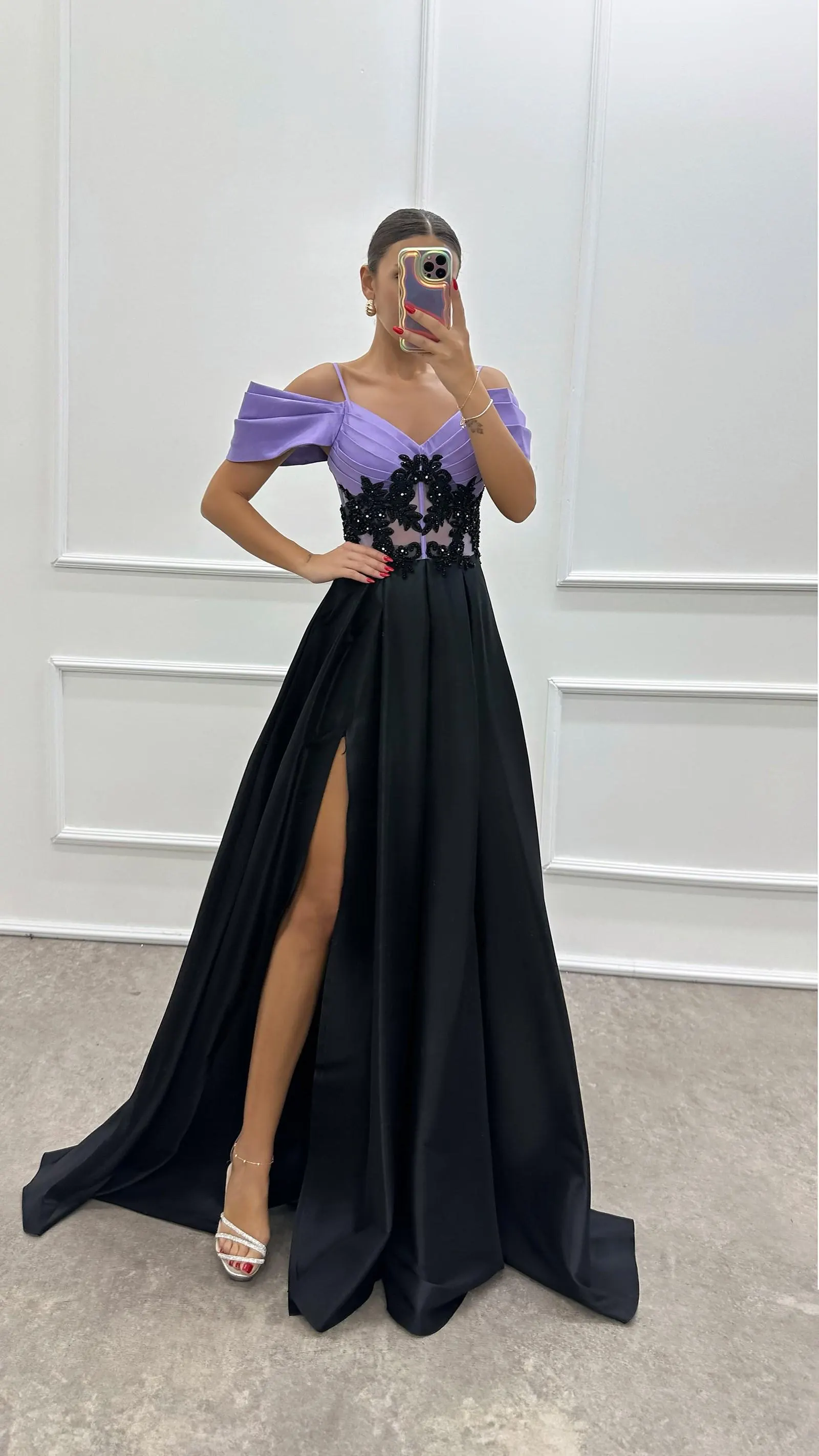 Rope Strap Sheer Waist Detailed Evening Dress