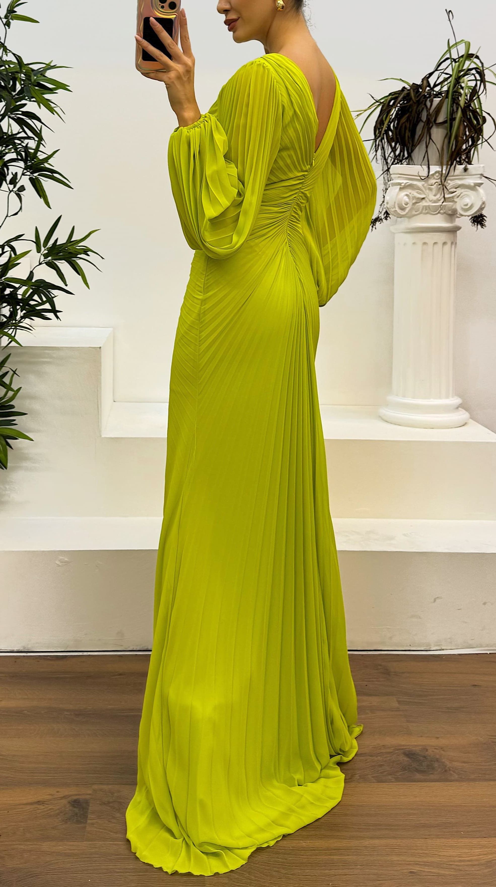 Waist Embroidered Pleated Evening Dress