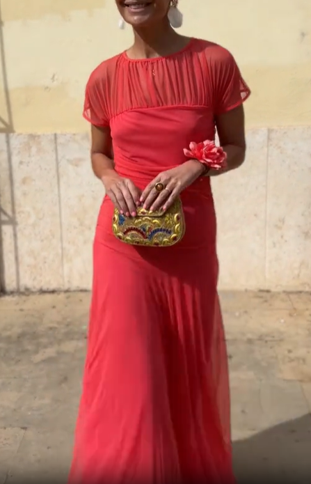 Sheer Yoke Ruched Tulle Dress