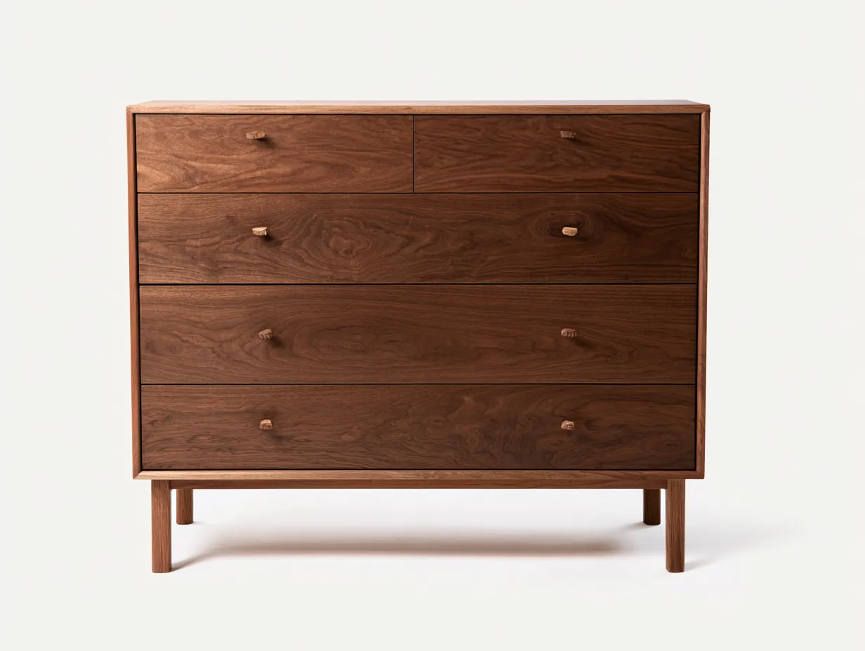 Kommode mit Schubladen-Holz-96x46x104 cm-Nussbraun-Mid-Century-Stil-Homiuphub