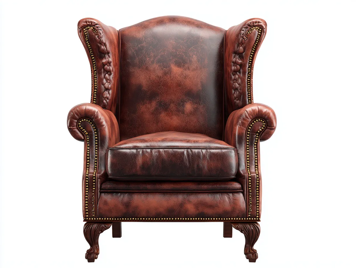 Ohrensessel - Leder-Holz - 79x89x106 cm - Dunkelbraun - Klassisch-Homiuphub