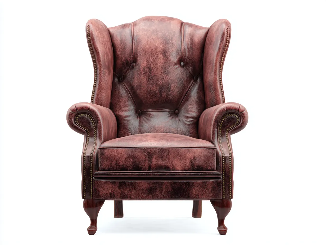 Ohrensessel - Leder-Holz - 81x93x111 cm - Rotbraun - Klassisch-Homiuphub