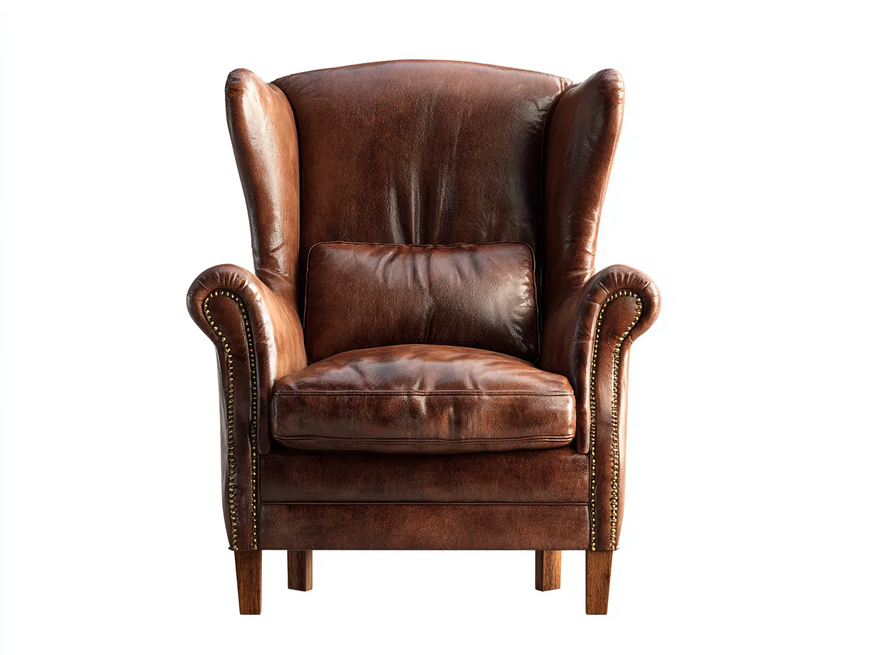 Ohrensessel - Leder-Holz - 78x88x104 cm - Braun - Klassisch-Homiuphub