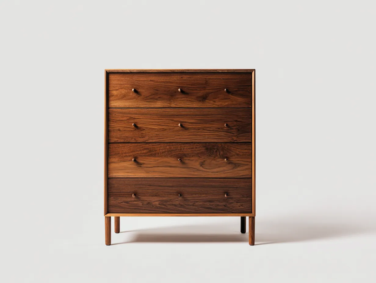 Kommode mit Schubladen-Holz-82x42x118 cm-Nussbraun-Mid-Century-Stil-Homiuphub