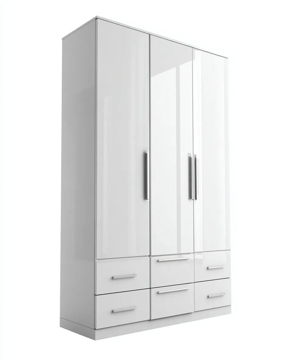 Kleiderschrank - Holzwerkstoff-Metall - 176x59x208 cm - Weiß - Modernes Hochglanzdesign-Homiuphub