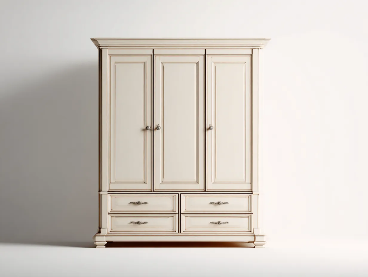 Kleiderschrank - Holzwerkstoff-Metall - 154x60x215 cm - Cremeweiß - Klassisches Design-Homiuphub