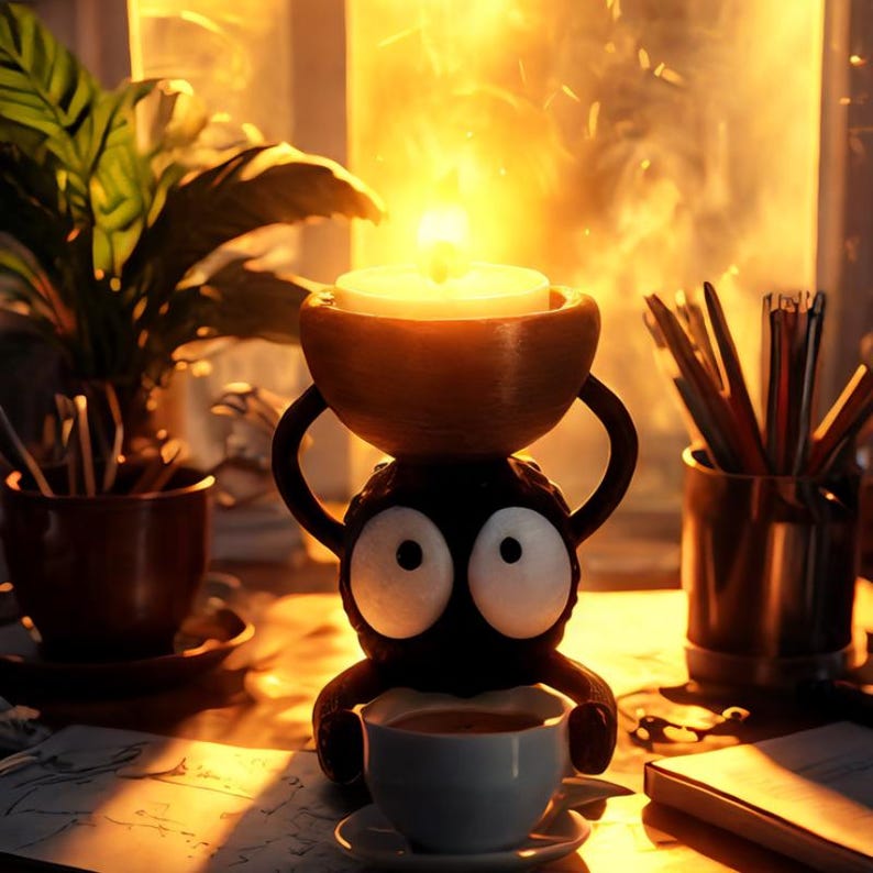 Cute Soot Sprite Candle Holder