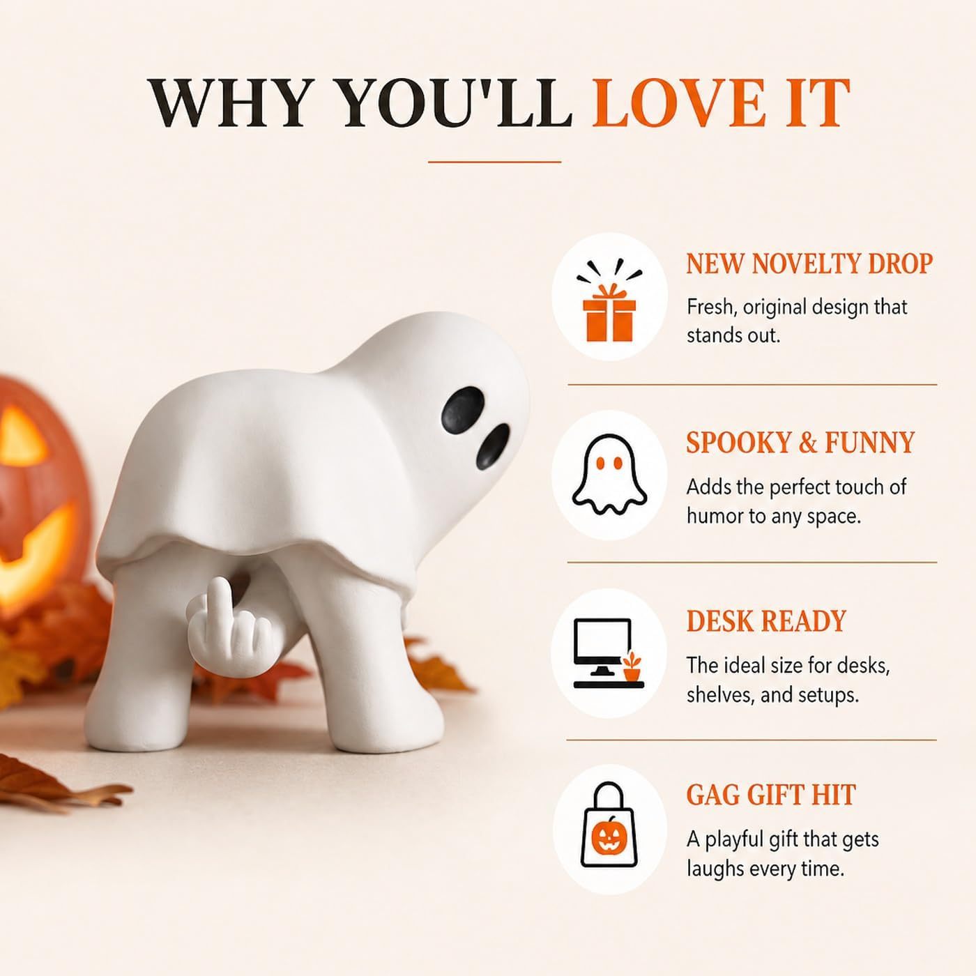Funny Middle Finger Ghost Ornament