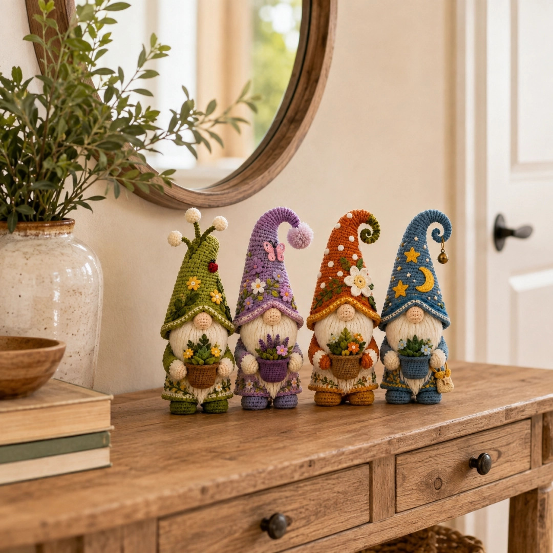 Amigurumi Garden Gnomes with Flower Pots