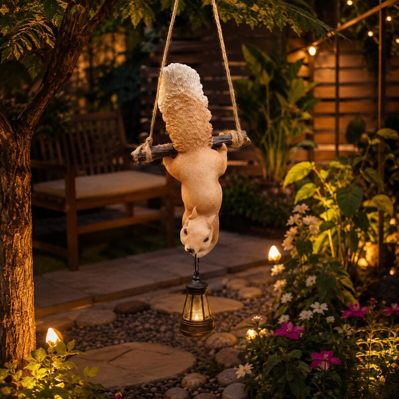 Solar Garden Squirrel Statue Decor