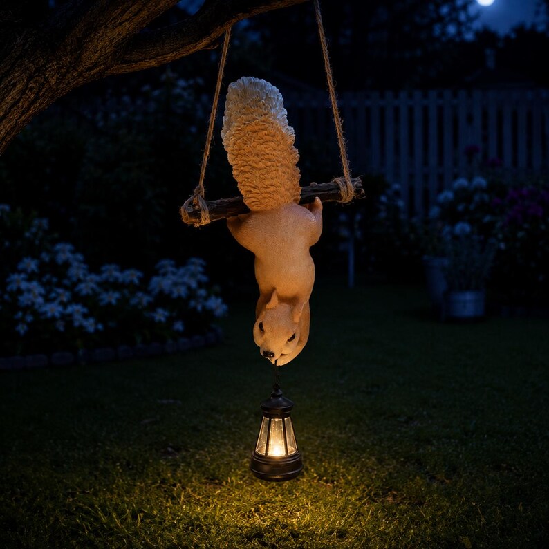 Solar Garden Squirrel Statue Decor