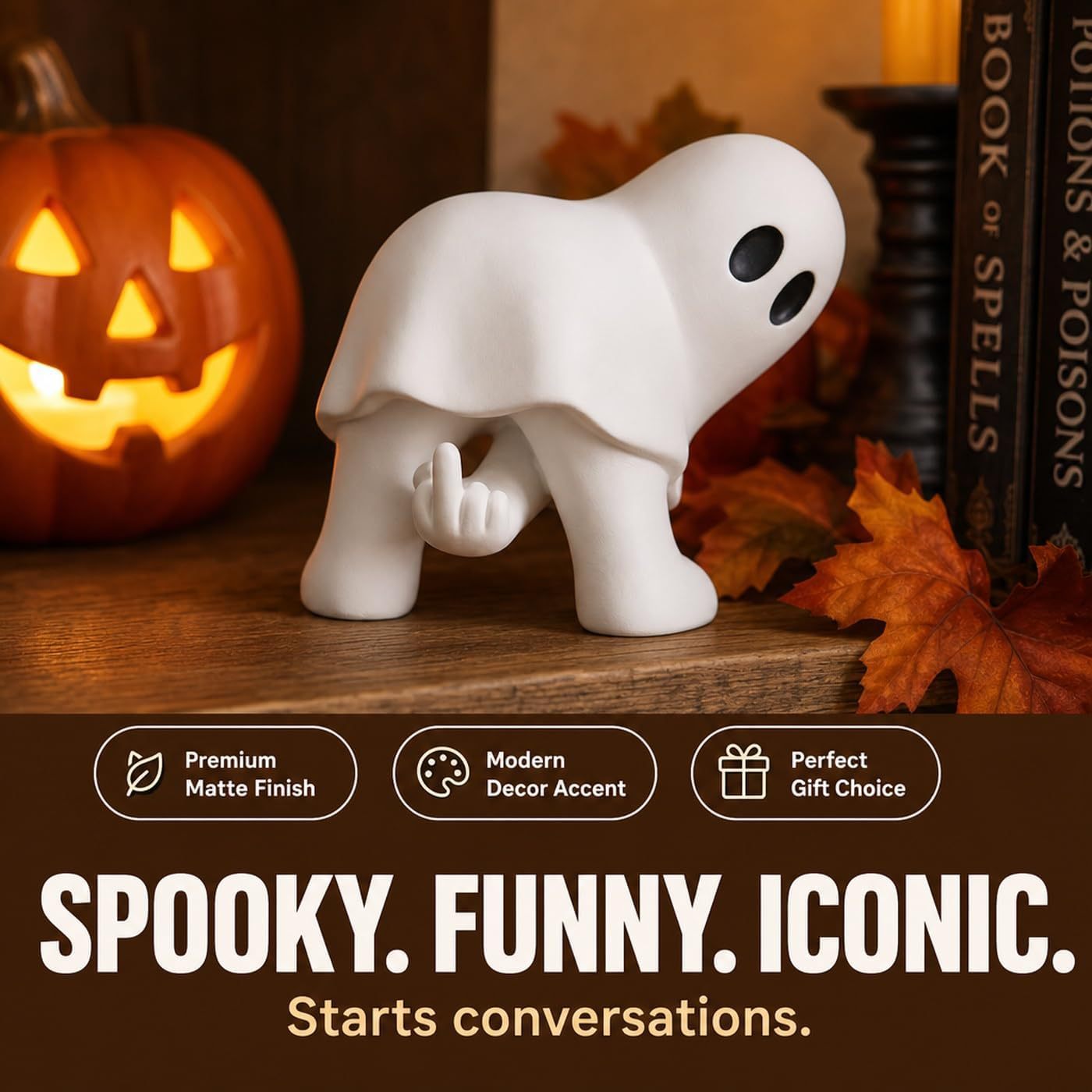 Funny Middle Finger Ghost Ornament