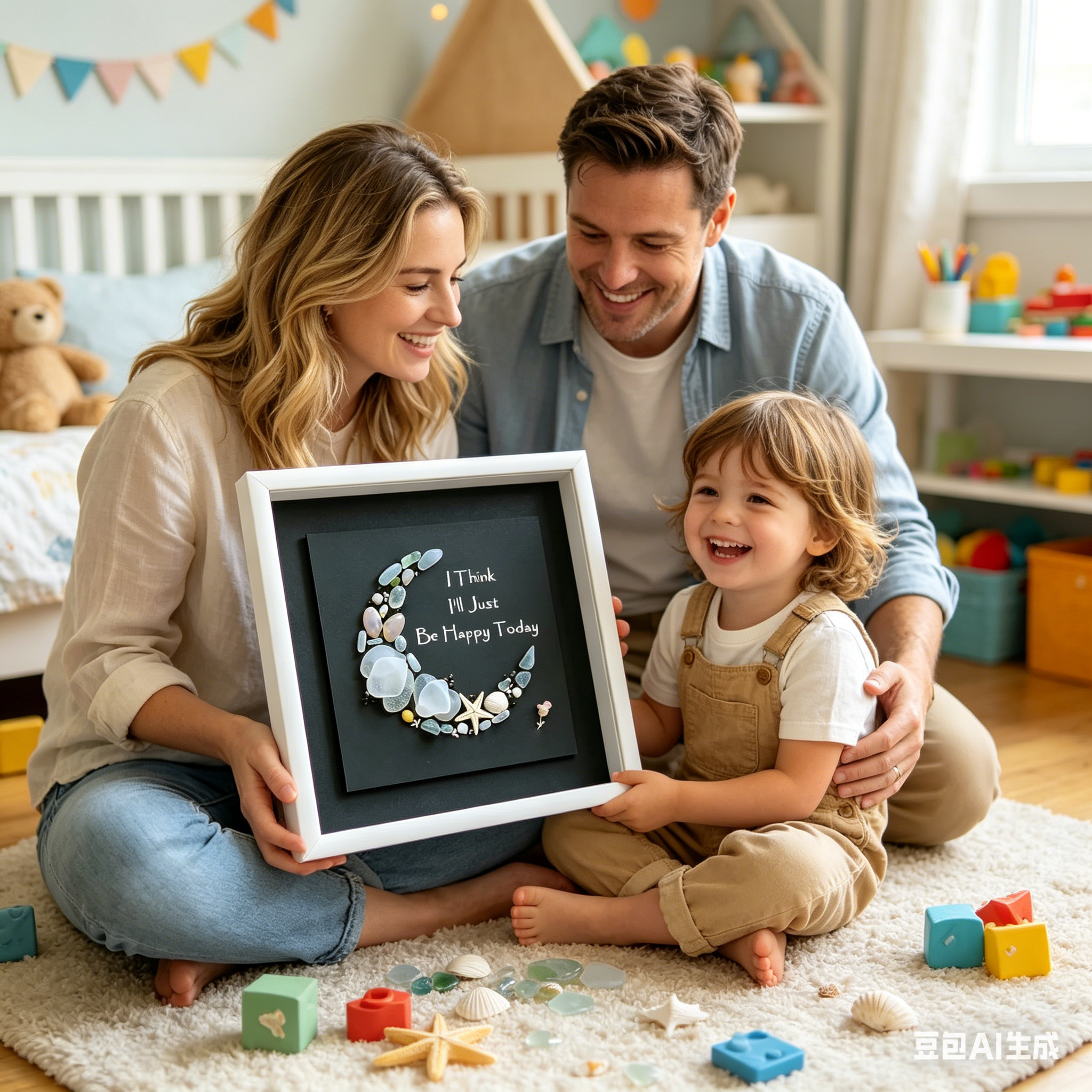 “I Think I’ll Just Be Happy Today.” Sea Glass Moon Art