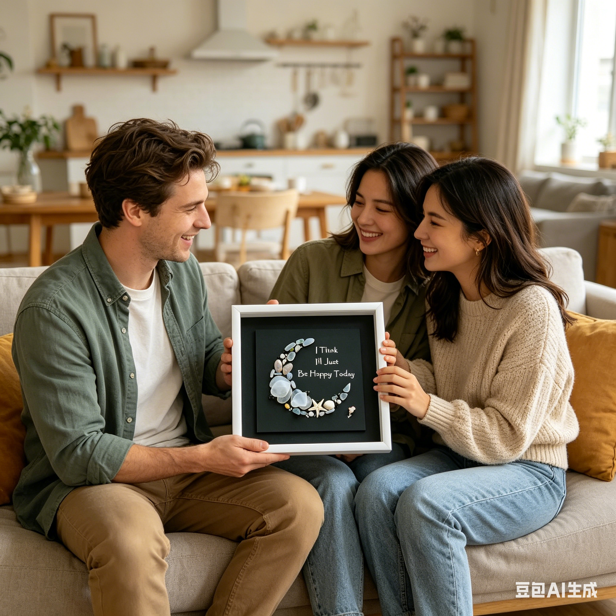 “I Think I’ll Just Be Happy Today.” Sea Glass Moon Art