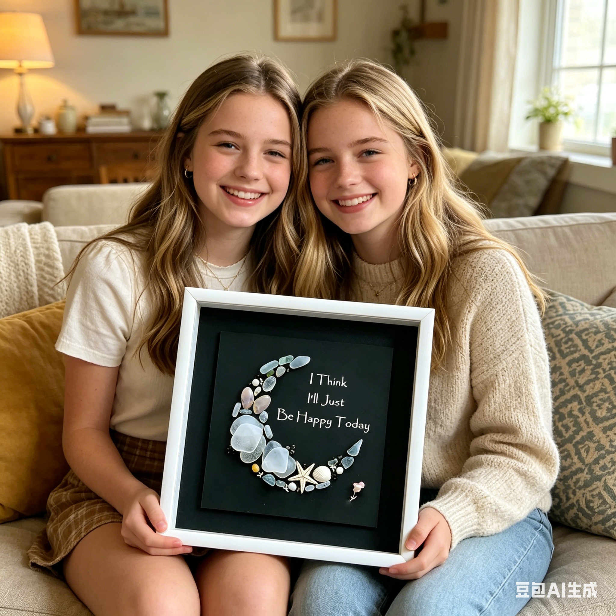 “I Think I’ll Just Be Happy Today.” Sea Glass Moon Art