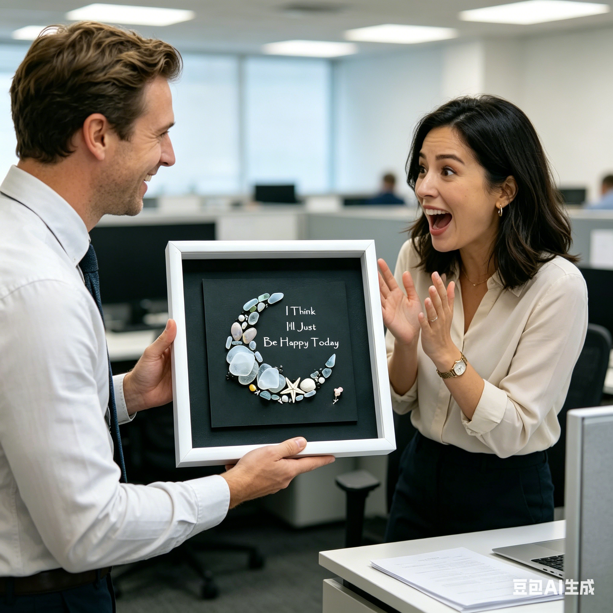 “I Think I’ll Just Be Happy Today.” Sea Glass Moon Art